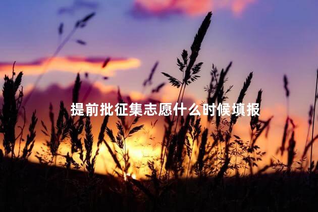 提前批征集志愿什么时候填报